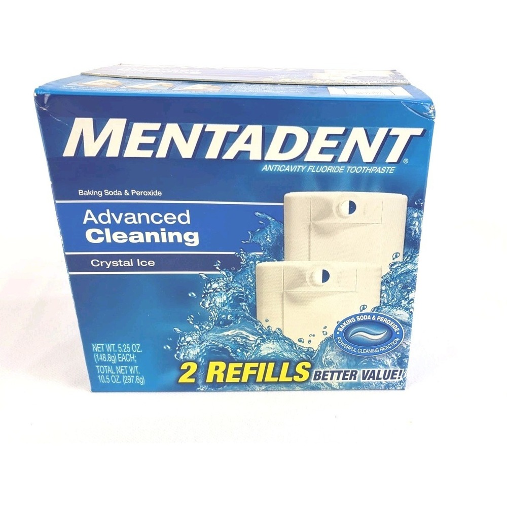 Sealed Mentadent Fluoride Toothpaste Advanced Cleaning Crystal Ice Refill Sealed